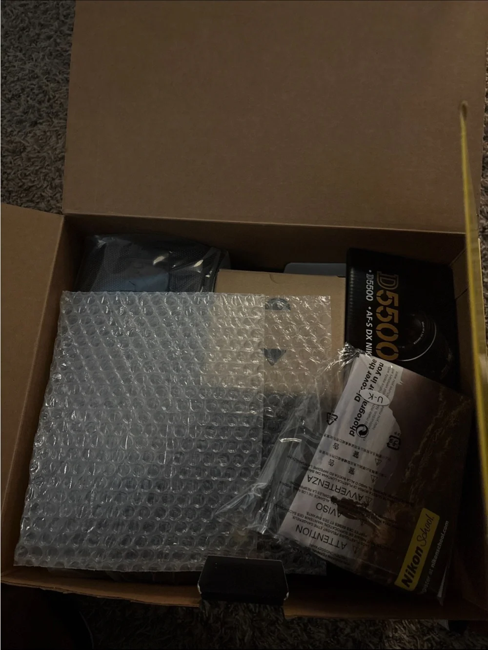Nikon D5500 Dual Lens Camera Outfit - Black and Yellow Packaging